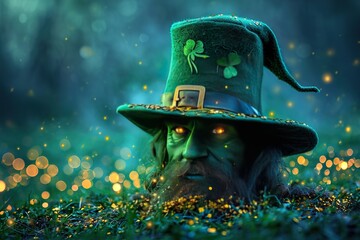 St. Patrick's Day poster. Leprechaun's green hat. elegant design - obrazy, fototapety, plakaty