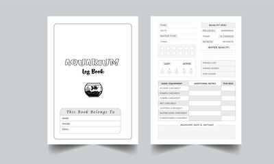 Aquarium Log Book design template layout