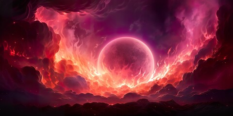 Sun Eclipse Pink Fire bright Background elegant Moon Design Style Space Science Glow Light - obrazy, fototapety, plakaty