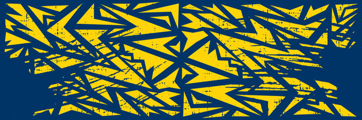 Abstract geometric banner in yellow and dark blue color. Sport vector background. Suitable for backdrop, poster and cover template.