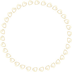 Golden round frame made with heart pattern