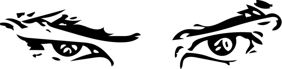Vector illustration of man eyes showing attitude in black and white 