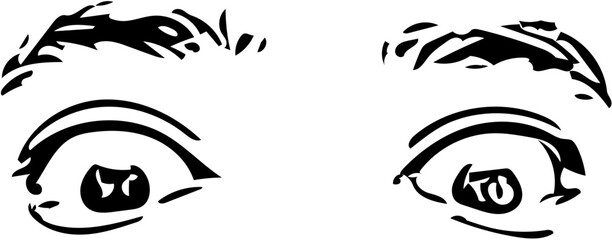 Vector illustration of a man eyes showing fear and danger in black and white