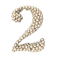 Obraz premium Symbols made from gold soccer balls. number 2