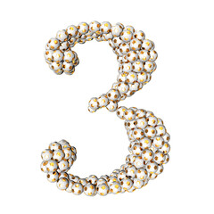 Symbols made from gold soccer balls. number 3