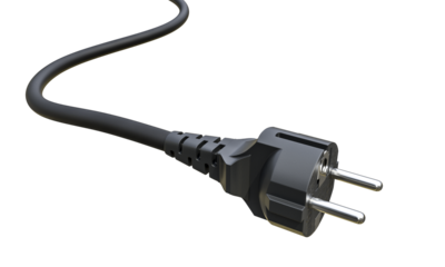 3d illustration of black electric plug