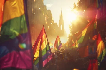 Poster LGBTQ Pride cherry red. Rainbow panromantic colorful black lives matter diversity Flag. Gradient motley colored rainbow LGBT rights parade festival brick diverse gender illustration © Leo