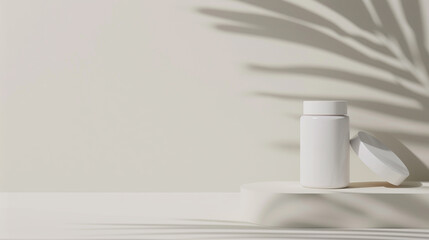 White cosmetic bottle mockup on white background with shadow. 3d rendering