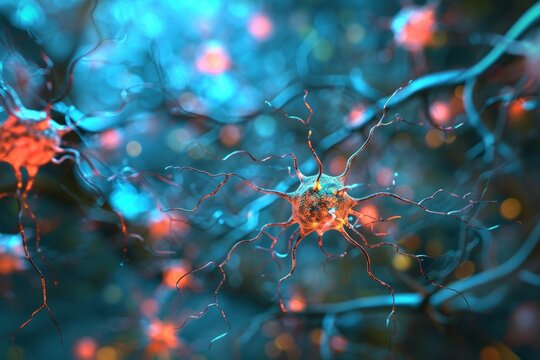 Neurona con sinapsis en detalle