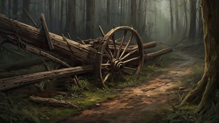 Fototapeta na wymiar old wooden wagon