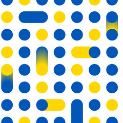 Kreise bilden ein Muster, in den Farben Blau und Gelb