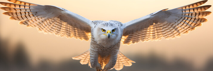 Gyrfalcon in Mid-Flight: A Display of Nature's Majesty and Raptor's Aerial Mastery - obrazy, fototapety, plakaty
