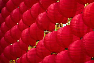 Chinese red lanterns. Red lantern decoration for Chinese New Year Festival at Chinese shrine....