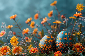 Vibrant Nowruz eggs background, celebrating the Persian New Year with a burst of colorful traditions