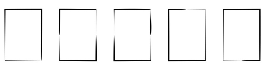 Grunge rectangle brush outline frames collection. Hand drawn frame border shape elements.