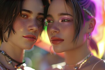 LGBTQ Pride montage. Rainbow horde colorful middle red purple diversity Flag. Gradient motley colored pride protest LGBT rights parade festival rose vale diverse gender illustration