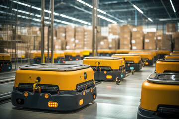 Fototapeta premium generated illustration of warehouse technology AGV automated guided vehicle