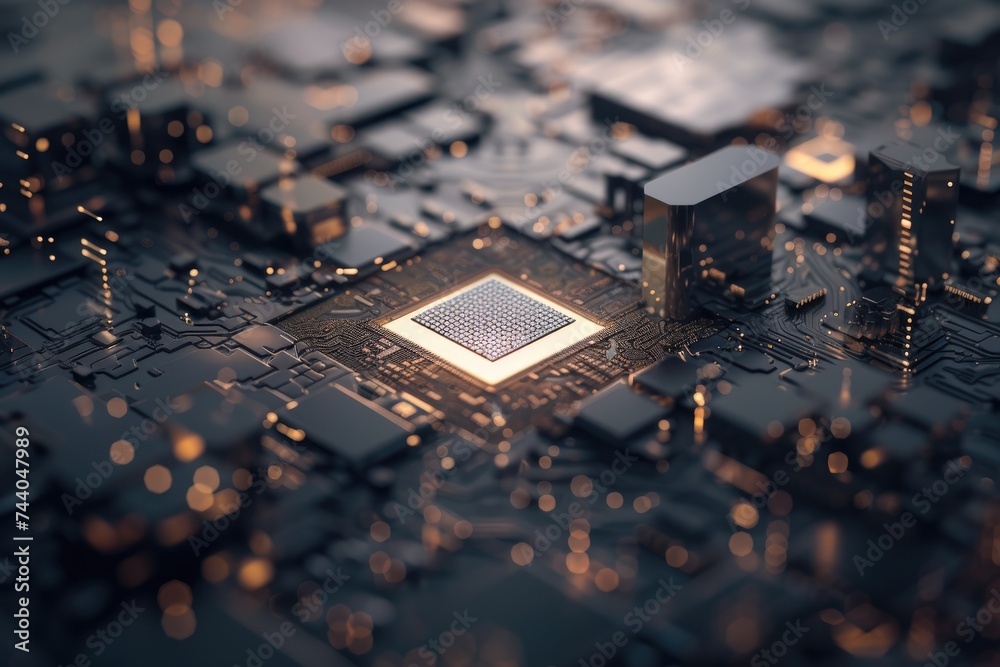 Leinwandbilder minimalist design of a microprocessor chip background