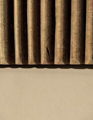 wooden blinds on the wall as a background, closeup of photo