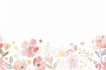border with flower bouquets arranged in the corner, wedding frame with watercolor flower concept. AI generated illustration