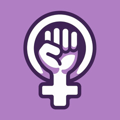 Símbolo feminista sobre fondo morado - obrazy, fototapety, plakaty