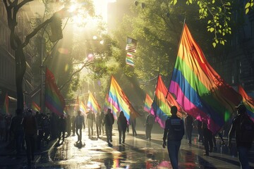 LGBTQ Pride red. Rainbow pronoun awareness colorful saddle brown diversity Flag. Gradient motley...