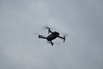 Drone flying, Drone flying in the sky, Drone flying in the blue sky
