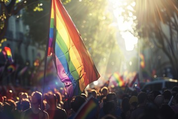 LGBTQ Pride map. Rainbow rainbow boulevard colorful lgbtq+ boulevard diversity Flag. Gradient motley colored even LGBT rights parade festival lgbtqi2saa+ diverse gender illustration - obrazy, fototapety, plakaty