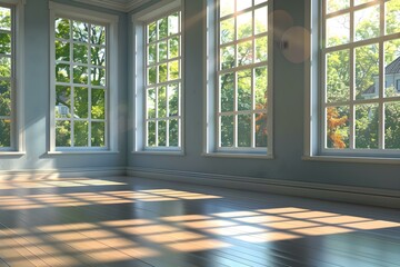Fototapeta premium Vibrant room with natural light for ballet class and choreography practice. Concept Natural Light, Ballet Class, Vibrant Room, Choreography Practice, Spacious Setting