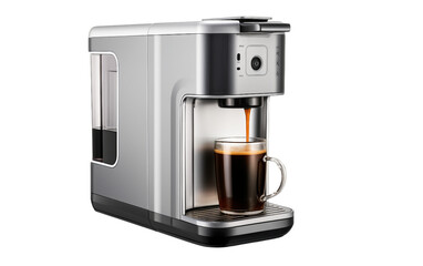 Minimalist Compact Coffee Maker Isolated on Transparent Background PNG.