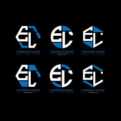 EL letter logo set design.EL monogram polygonal and circle shape vector. EL unique design.
