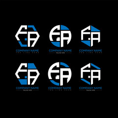 Obraz premium FA letter logo set design.FA monogram polygonal and circle shape vector. FA unique design. 