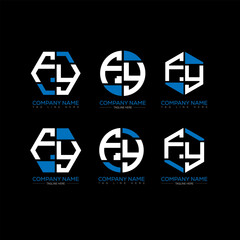 Obraz premium FY letter logo set design.FY monogram polygonal and circle shape vector. FY unique design. 