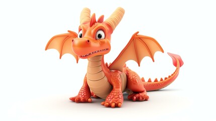 Cute and friendly cartoon dragon. 3D rendering.
