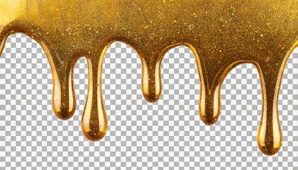 melted gold dripping isolated on transparent background cutout