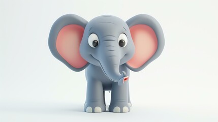 Cute and adorable 3D cartoon elephant. This friendly and playful character is perfect for children's books, games, and animations.