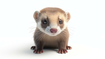 A cute and cuddly ferret with big, round eyes and a long tail.