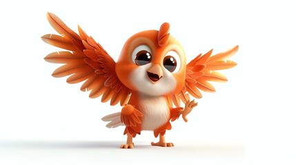 Cute cartoon bird with big eyes and a friendly smile. Perfect for children's book illustrations,...