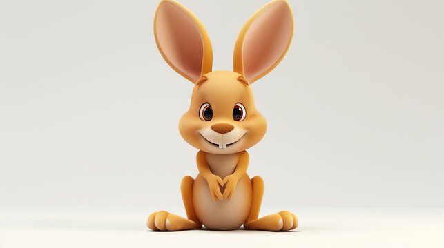 Cute cartoon rabbit isolated on white background. 3D rendering.