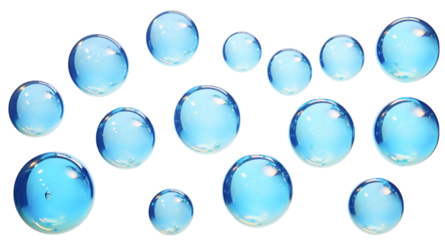 Soap bubbles isolated on a transparent or white background. Isolated set composition.
