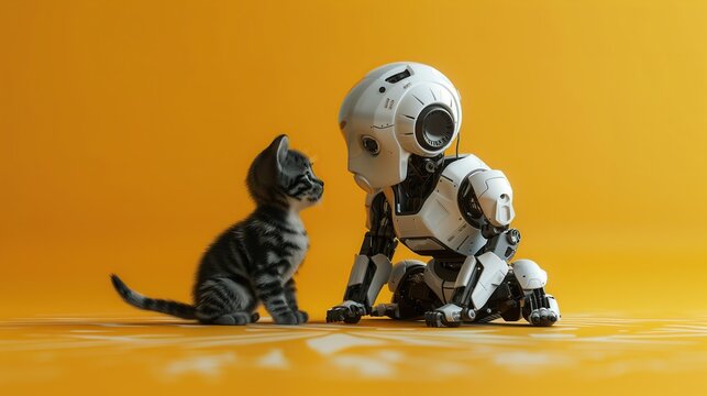 children and robotic animals