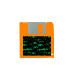 Orange diskette on a transparent background