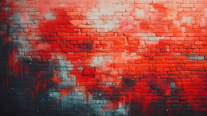 Obraz premium brick wall of red color, wide panorama of masonry. Background with copy space. banner