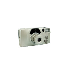 Vintage film photo camera on a transparent background
