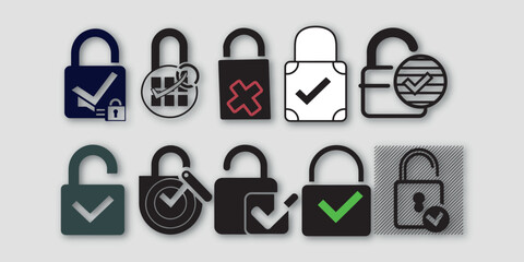 vector padlock unlocked with check and cross design