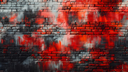 brick wall of red color, wide panorama of masonry. Background with copy space. banner