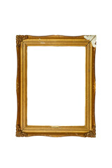 Antique wooden frame with transparent background