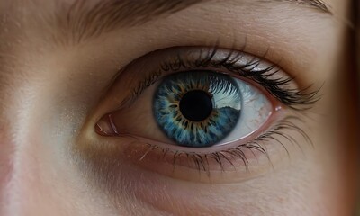 Obraz premium Photo of captivating blue eyes ai generative