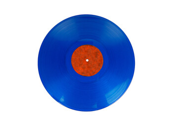 Blue vinyl record on transparent background