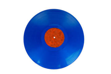 Blue vinyl record on transparent background
